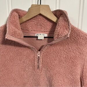 Bass Pro Shops Womens Sherpa Fleece 1/4 Zip Pink Pullover w/Front Pouch Womens L